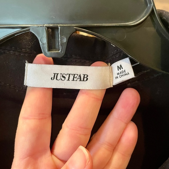 JustFab embroidered floral button jacket long sleeve pockets SZ M black pink - Picture 5 of 12